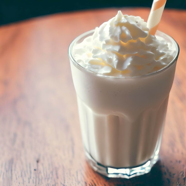 Frischer Milchshake auf Holztisch