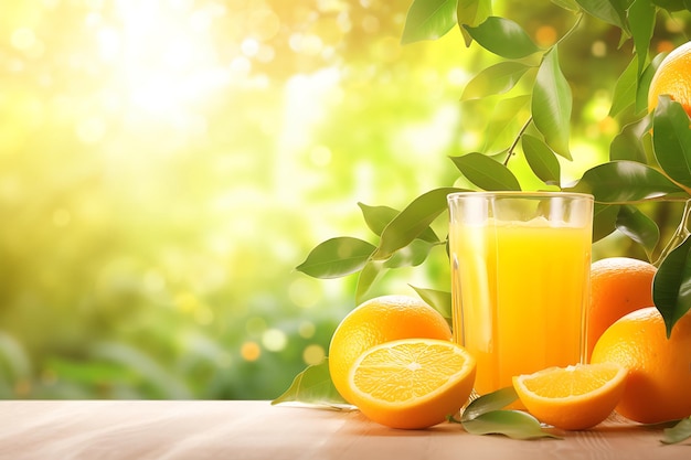 Frischer Orangensaft-Mockup in einer Sommerszene