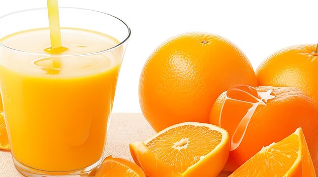 Frischer Orangensaft und Orangen