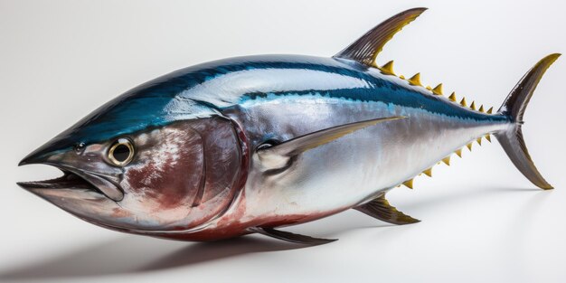 Foto frischer roten thunfisch, isoliert auf weiß