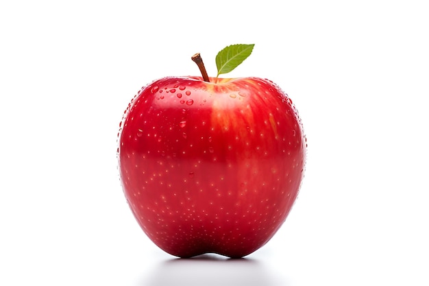 Frischer roter Apfel mit Wassertropfen isoliert auf weißem Hintergrund