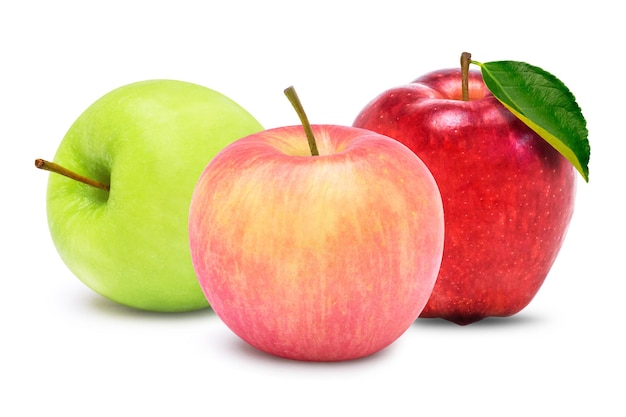 Frischer roter und grüner Apfel isoliert auf weißem Hintergrund