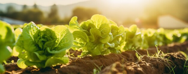Frischer Salat auf dem Feld Anbau von Gemüse Generative KI