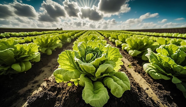 Frischer Salat grüner Garten schöne Naturlandschaft Hintergrundfotoillustration