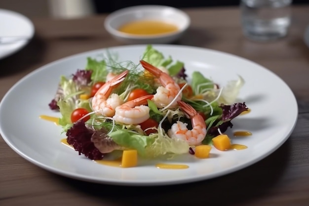 Frischer Salat mit Garnelen und Mango Generative AI