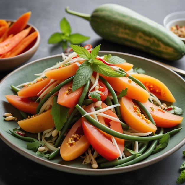 Foto frischer som-tam-papaya-salat