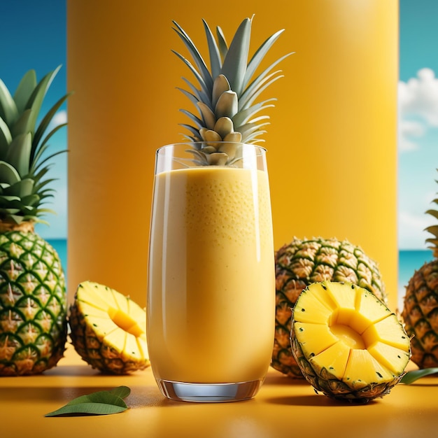 frischer Sommercocktail Ananas Mango Kokosnuss Smoothie Getränk