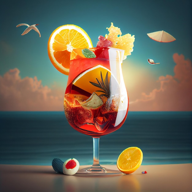 Frischer Sommercocktail Generative AI