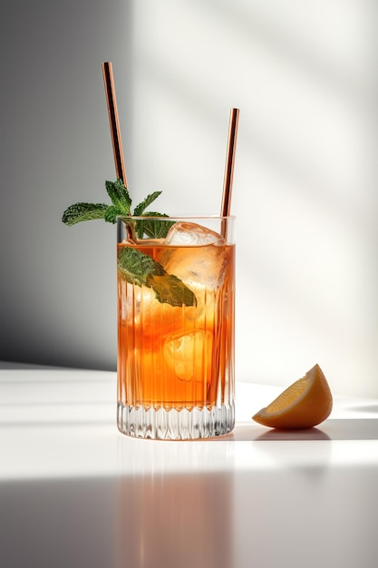 Frischer Sommercocktail mit fruchtästhetischem Look Generative KI