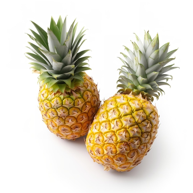 Frisches Ananaspaar auf weißem Hintergrund