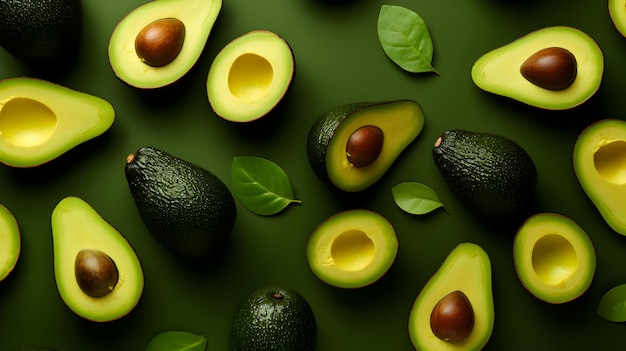 frisches Avocado auf grünem Hintergrund