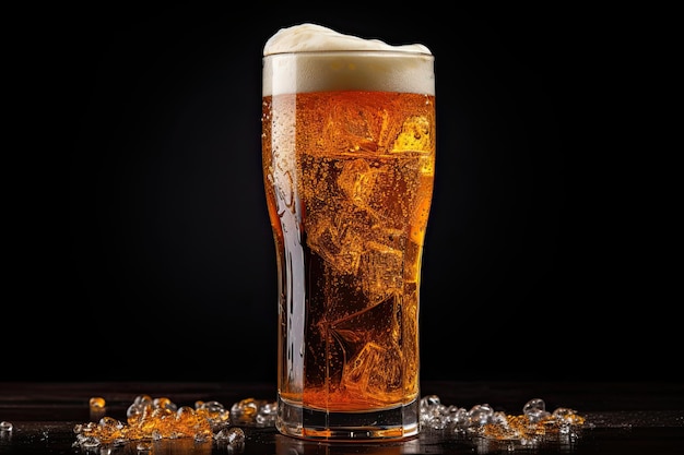 Frisches Bier in einem Glas auf schwarzem Hintergrund