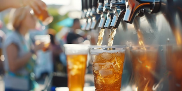 frisches Bier mit Schaum in einem Glas Generative KI