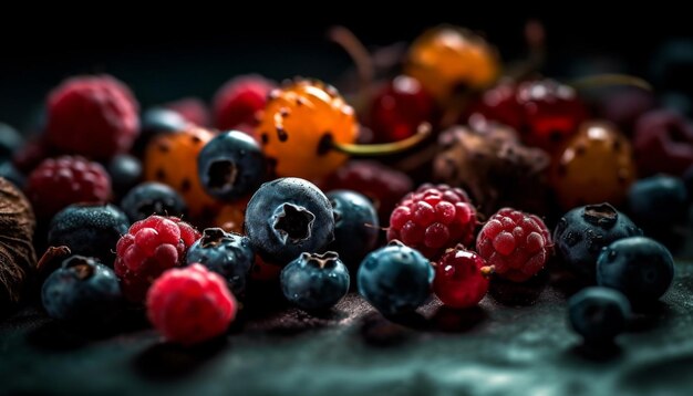 Frisches Bio-Blaubeer-Dessert, ein süßer und gesunder Sommersnack, generiert von KI