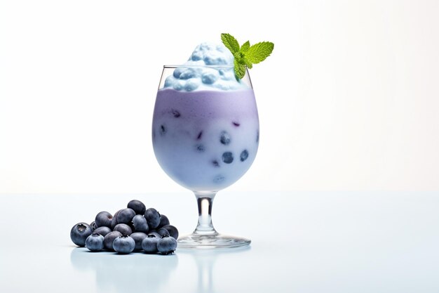 Frisches Blueberry-Cocktailglas isoliert auf weißem Hintergrund