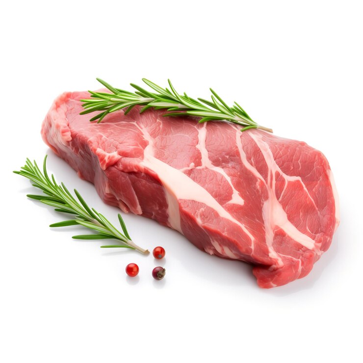 Foto frisches fleisch von jungen schafen, isoliert auf weißem hintergrund