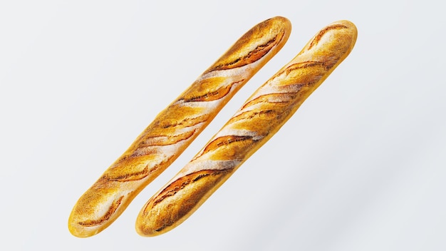 Frisches französisches Baguette isoliert auf weißem Hintergrund Brot isoliert