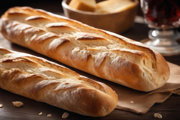 frisches französisches Brot auf einem Holztisch
