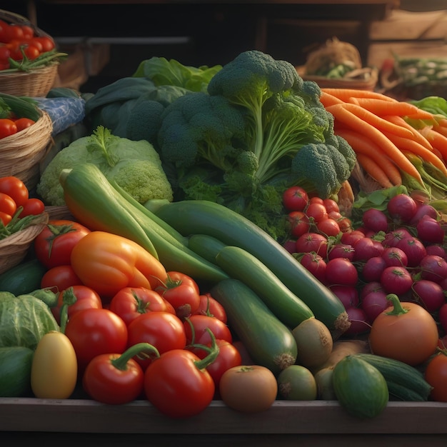 Foto frisches gemüse auf dem markt