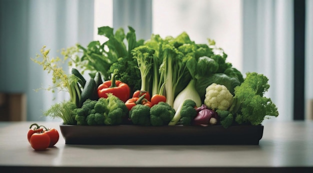 Frisches Gemüse auf dem Tisch in der Küche Gesundes Lebensmittelkonzept, generiert von KI