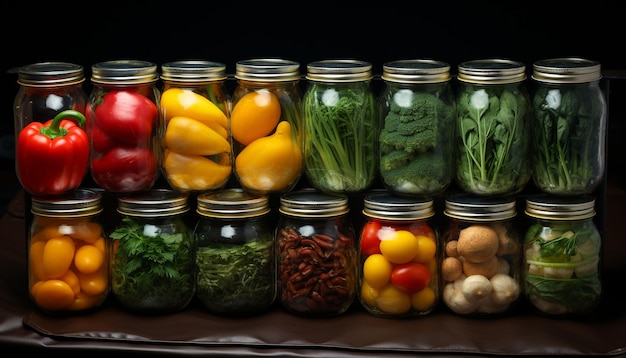 Frisches, gesundes Gemüse, mariniert in hausgemachtem Essig, für Gourmet-Salate, generiert durch künstliche Intelligenz