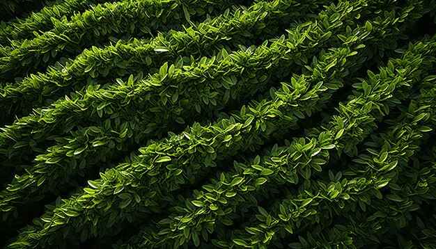 Frisches grünes Blattmuster auf Baumzweigen in einem von KI erzeugten Sommerwald