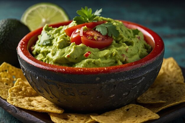 Frisches Guacamole-Dip mit Avocado-Tomaten und