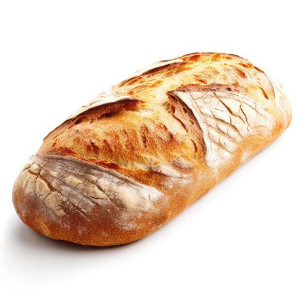 Frisches knuspriges Brot auf einem hellweißen Hintergrund Generative KI