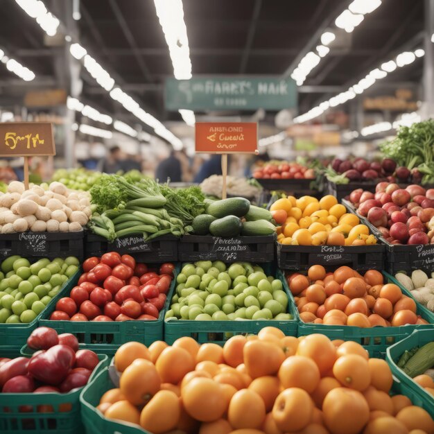 Frisches Obst und Gemüse im Lebensmittelgeschäft Bio-Gemüse in den Regalen frisches Obst und