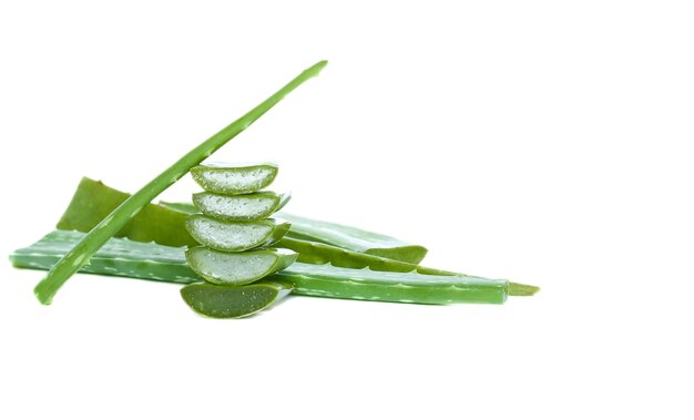 Frisches Schnitt Aloe Vera Blatt isoliert