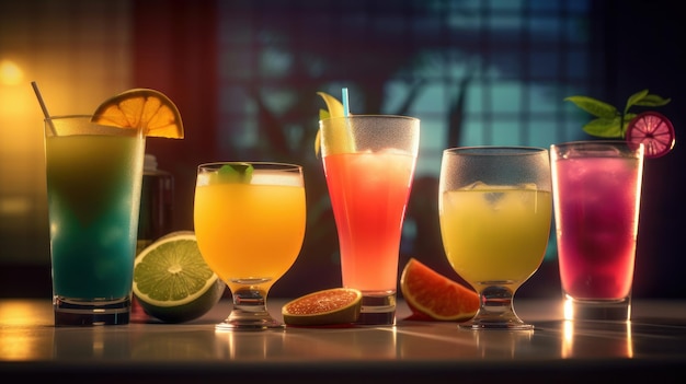 Frisches Sommercocktail-Set Illustration AI Generative