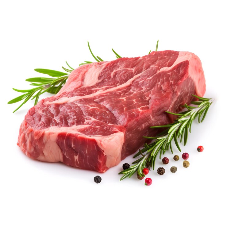 Foto frisches und rohes rindfleisch auf weißem hintergrund