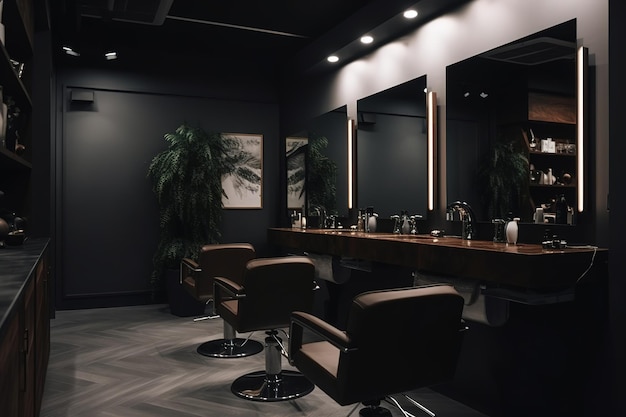 Foto friseursalon friseursalon interieur für haarschnitte friseurarbeitsplatz generative ki