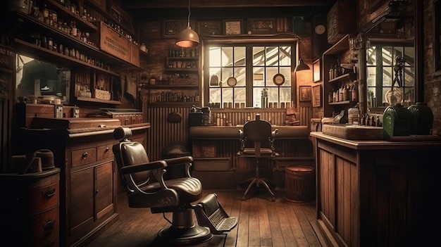 Friseursalon mit KI-generiertem Retro-Interieur