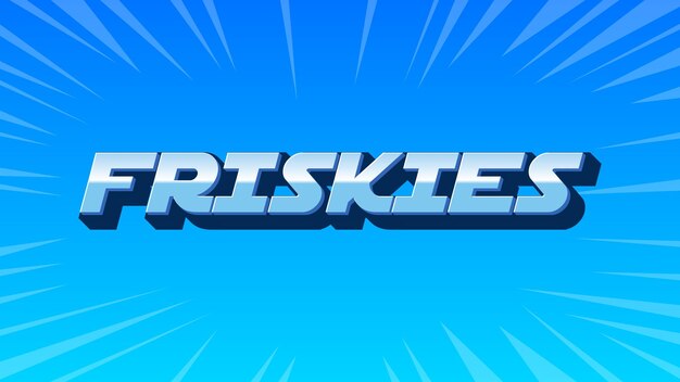 Friskies 3D blauer Text