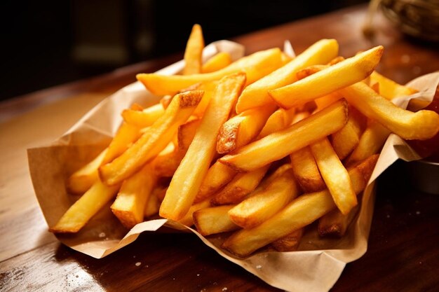 Foto fritas clásicas de patatas fritas belgas