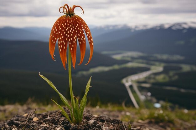 Foto fritillaria con flores de montaña