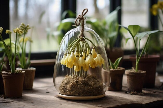 Foto fritillaria en el terrario de vidrio