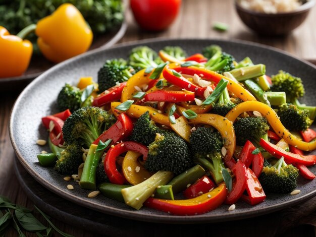 Foto frito de verduras coloridas con una variedad de verduras vibrantes