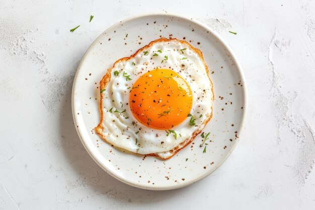Frittierte Eier auf weißem Hintergrund auf Top-View-Food-Cooking-Foto-Objekt-Design