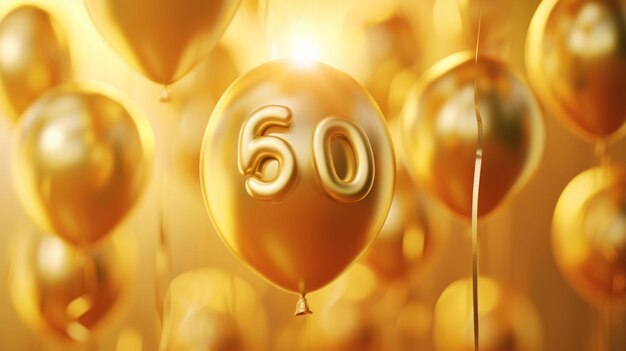 Fröhliche 60. Jubiläums- und Geburtstagsfeier mit goldenen Ballons