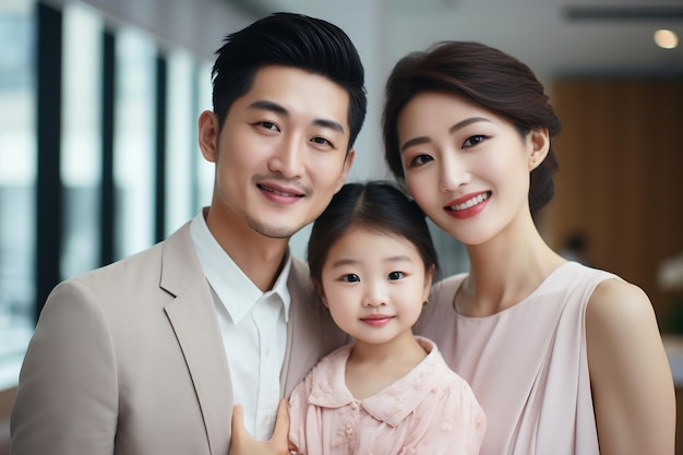 Fröhliche asiatische Familie, generative KI