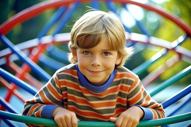 fröhliche, aufgeregte Kinder, die sich auf dem Spielplatz amüsieren