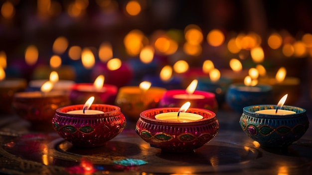 Fröhliche Diwali-Diya-Lampen, die während der Diwali-Feier angezündet werden