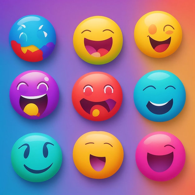 Fröhliche Emoji-Chroniken, bunte Zeichentrickfilme