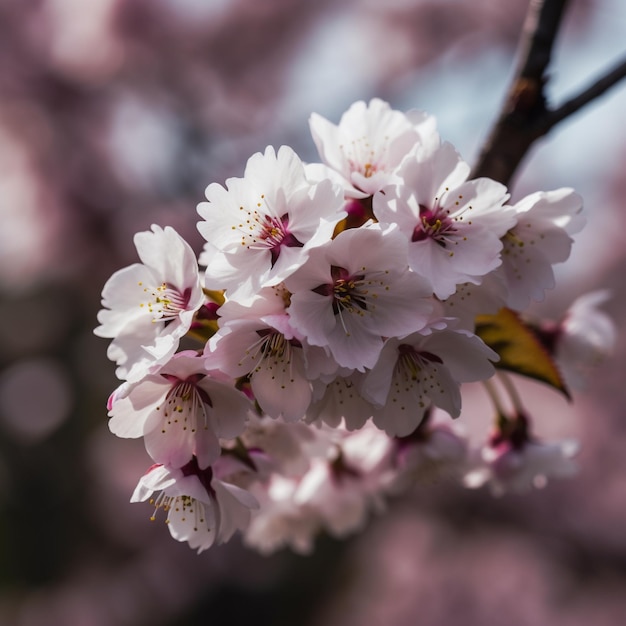 Fröhliche Frühlings-Kirschblütenbäume in voller Blüte