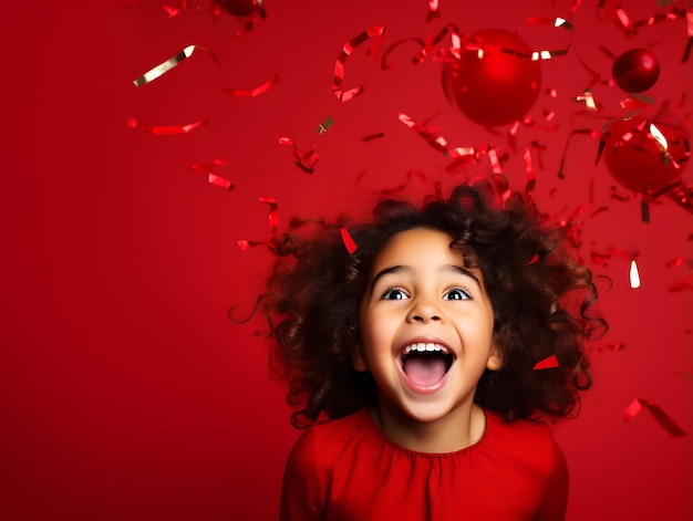 Fröhliche Kinder feiern Neujahrsparty mit Kopierraum-Hintergrund Alles Gute zum Geburtstagskind