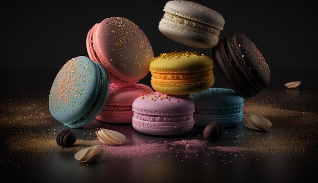 Fröhliche Macarons mit fröhlichen Aromen