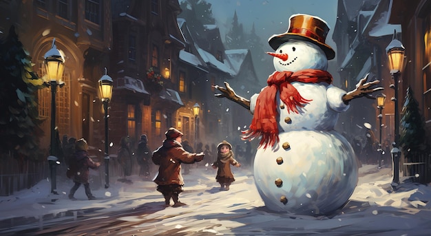 Fröhliche Schneemänner im Winterwunderland Ein festliches Fest der Freundschaft und der Freude