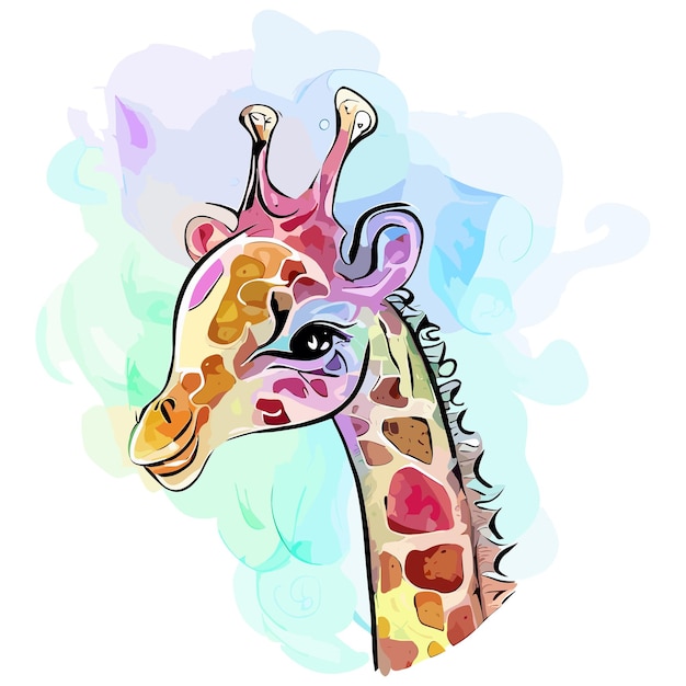 Fröhliche und lebendige Giraffenillustration, erstellt mit generativer KI